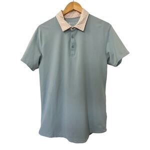 BYLT Mens Drop Cut Short Sleeve LUX Polo Shirt Size M Blue Preppy‎ Golf